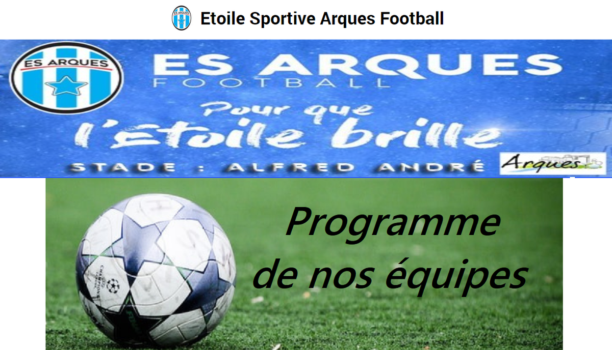 Actualité Programme de nos équipes de ce week end club Football