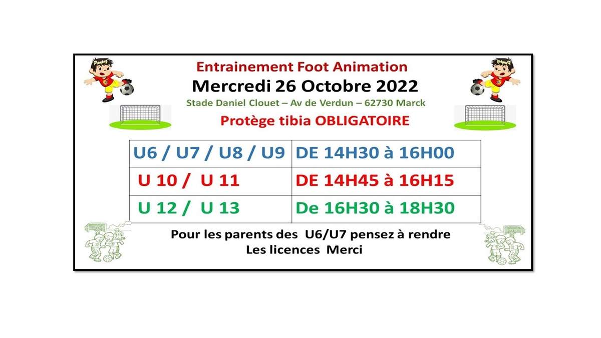 Actualité ENTRAINEMENT FOOT ANIMATION club Football FJEP FORTVERT