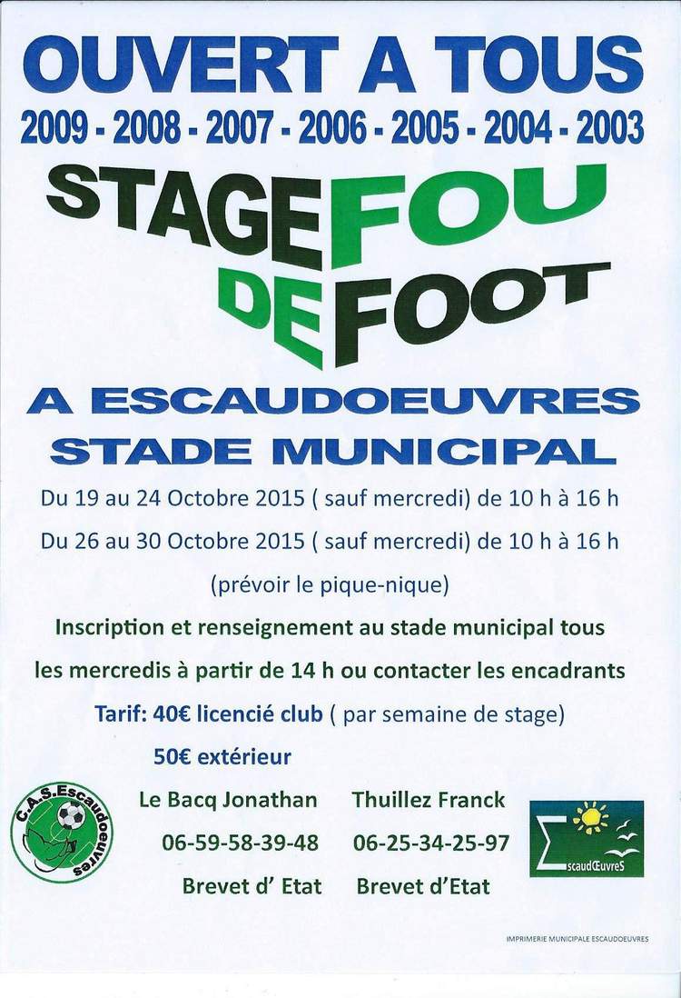 Actualit Stage De Foot Durant Les Vacances Scolaires Club