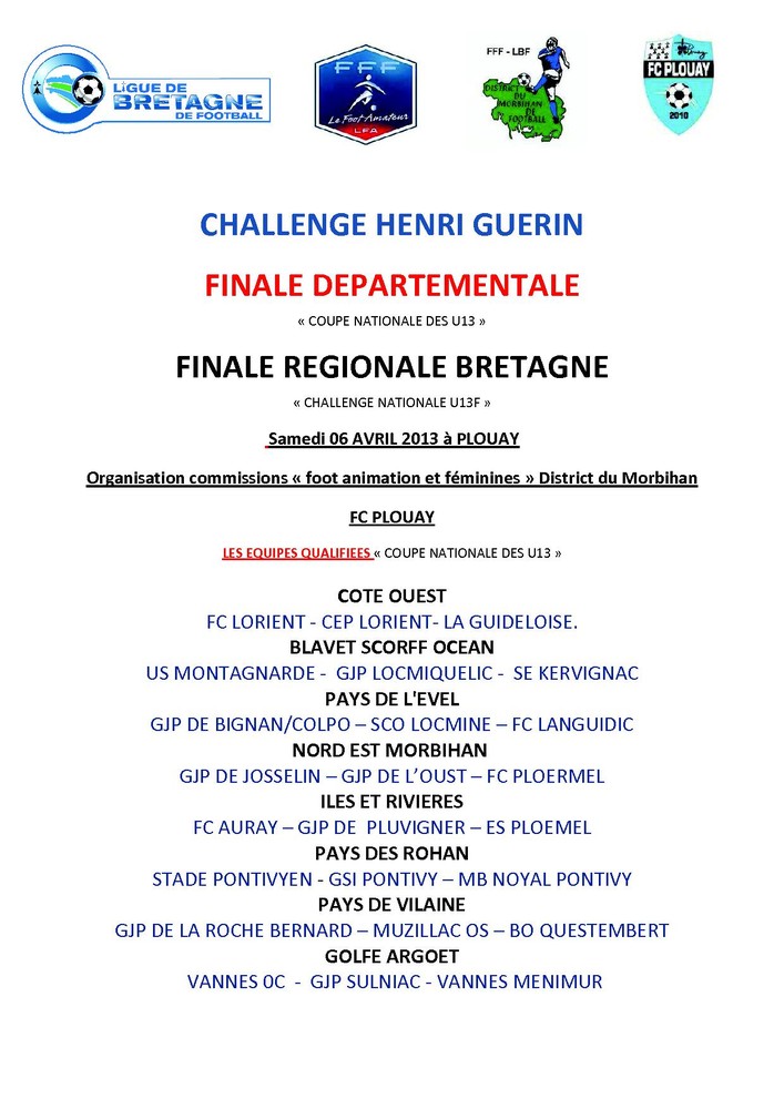Affiche officielle de la finale départementale H. Guérin CN U13 édition 2012-2013 suite