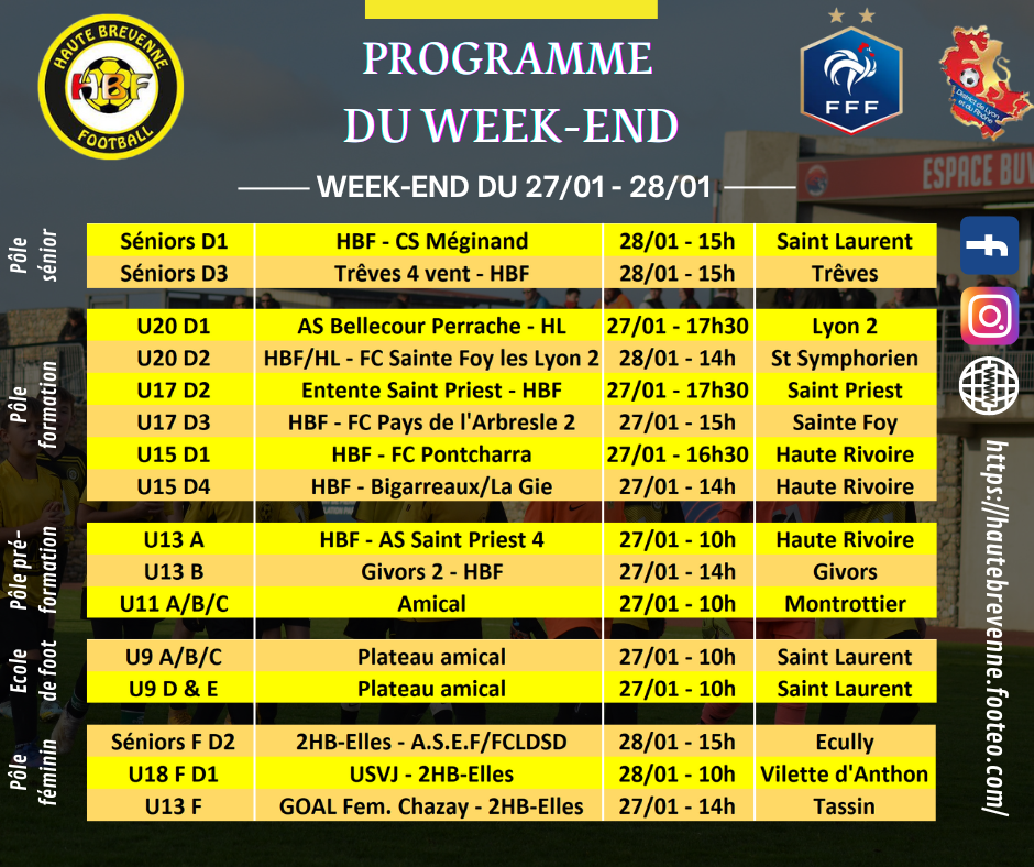 Actualit Programme Du Week End Du Janvier Club