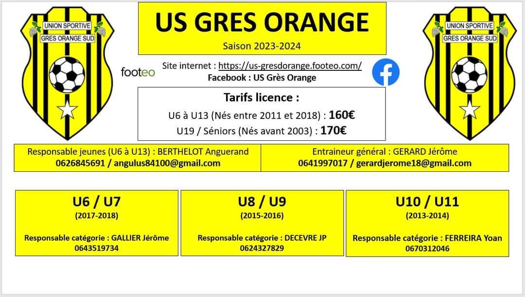 Actualité Organigramme saison 2023 2024 club Football Union