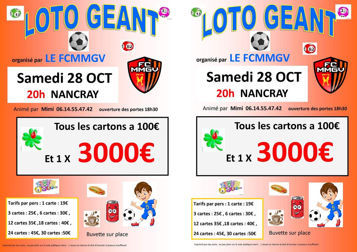 Actualité N'oubliez pas ce soir super loto à... club Football FC