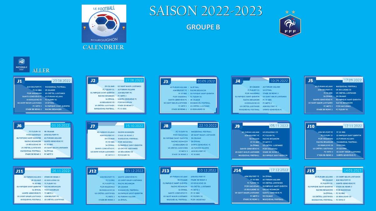 Actualité - National 2 Calendrier 2022-2023 - GROUPE B - club Football