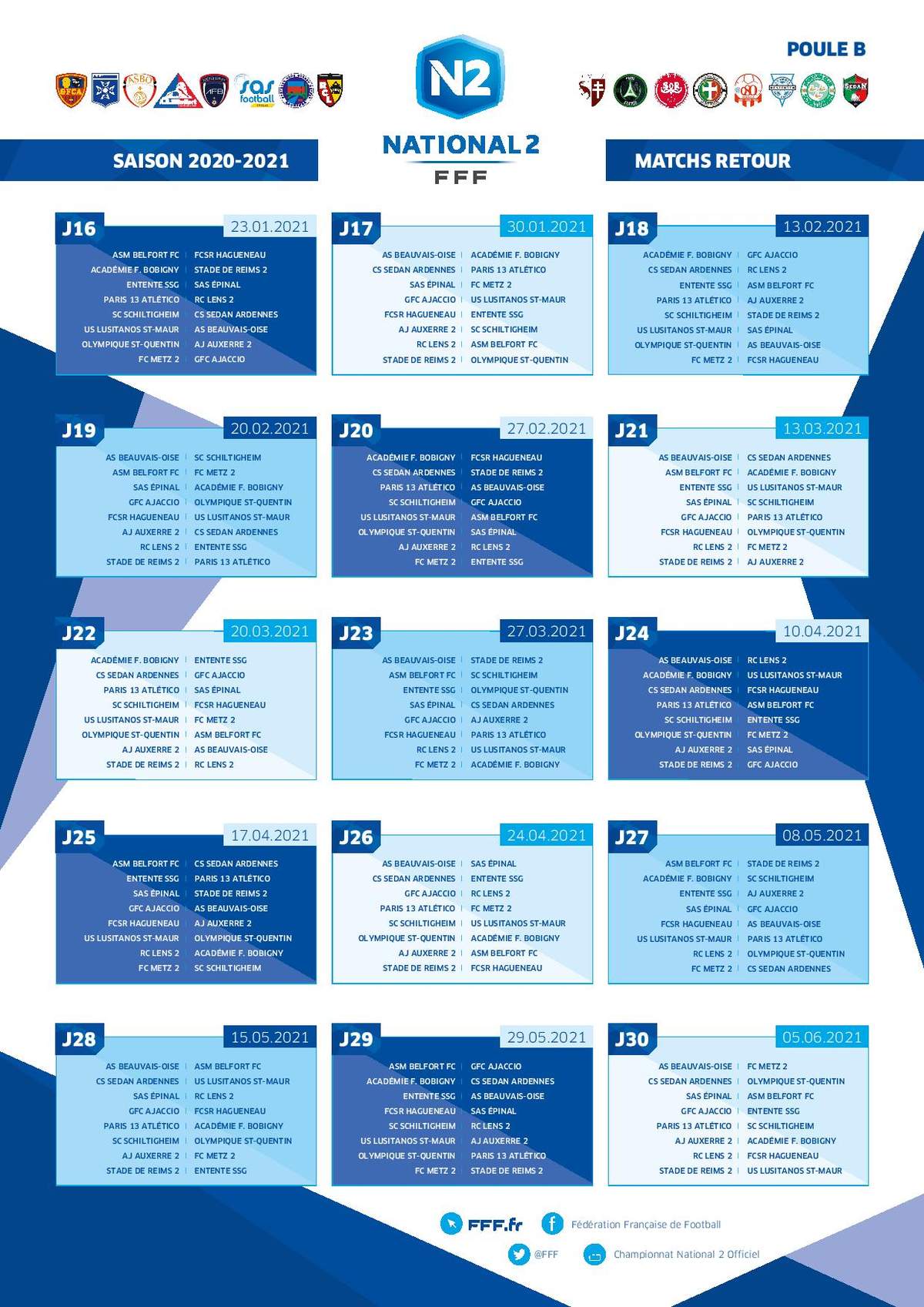 Actualité - Calendrier National 2 Groupe B 2020-2021 - Club Football ...