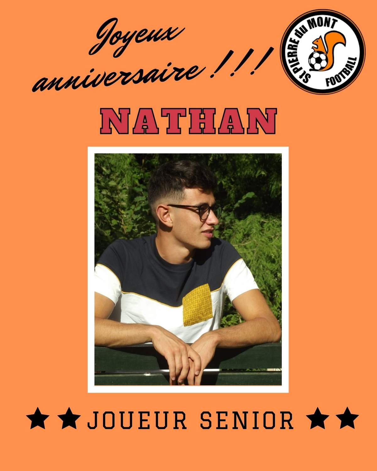 Actualite Joyeux Anniversaire Nathan Club Football Sporting Club Saint Pierre Du Mont Football Footeo