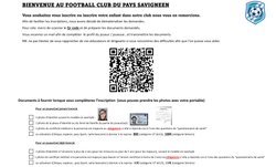 Fiche de pré-inscription nouveaux licenciés au FCPS - FOOTBALL CLUB DU PAYS SAVIGNEEN