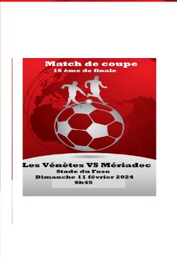 Match de coupe 16 ème de finale - Vénètes Sports Loisirs