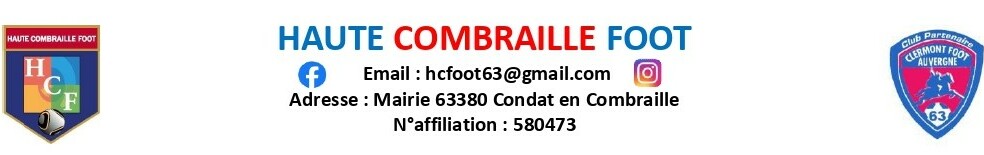 HAUTE COMBRAILLE FOOT : site officiel du club de foot de CONDAT EN COMBRAILLES - footeo