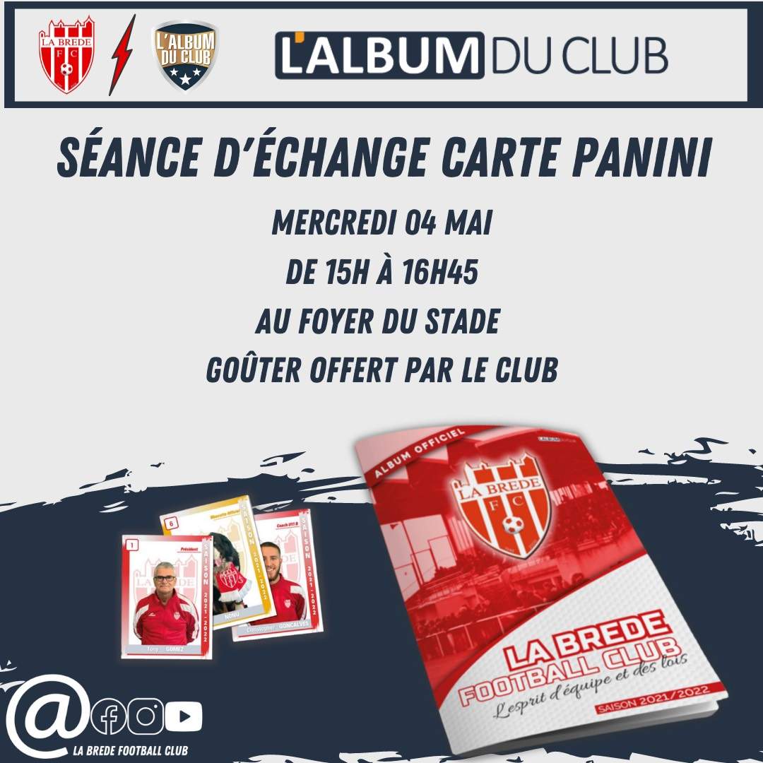 Actualité - échange carte panini - club Football LA BREDE FOOTBALL
